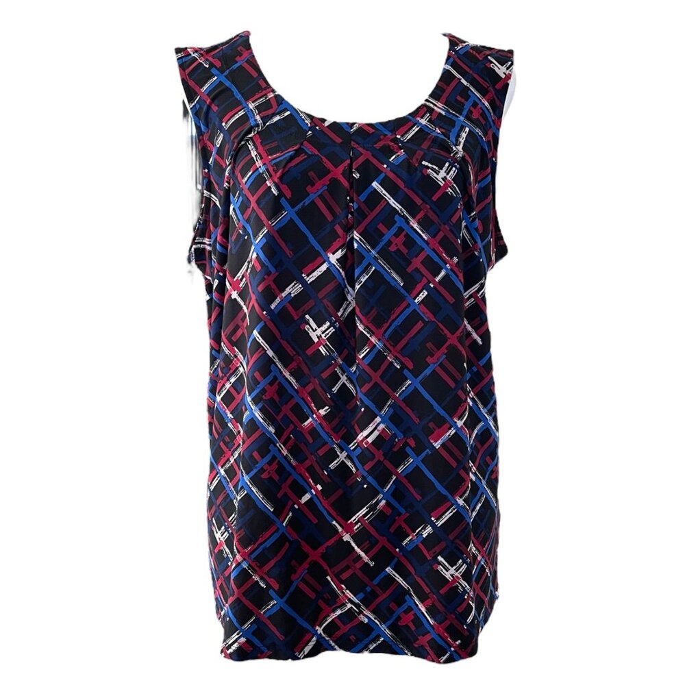 Evan-Picone Black Label Black, Red, White, Blue Sleeveless Shell Blouse Tank Top